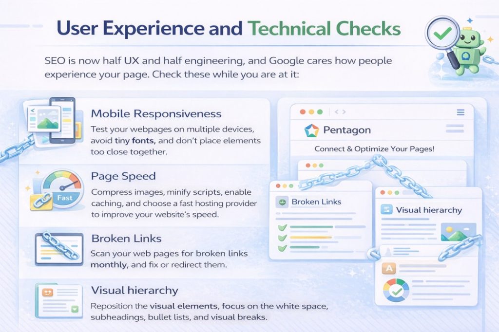 User experience and technical checks for SEO