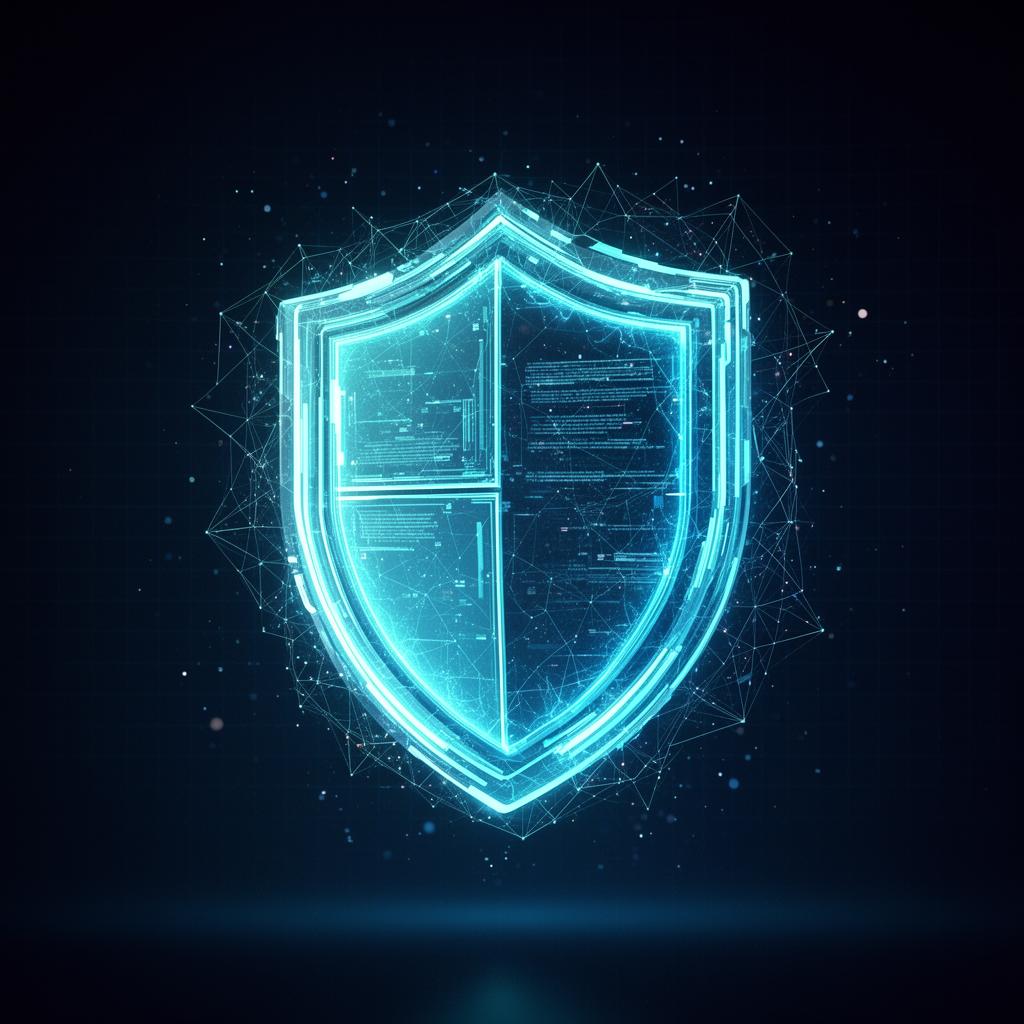 Cyber security shield with digital network